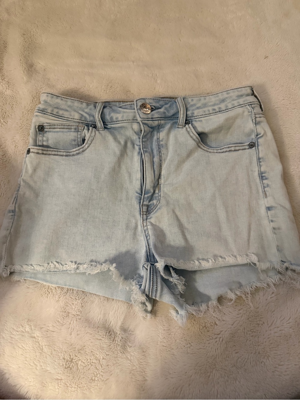 American Eagle Next Level Stretch Denim Shorts Size 10 Light Wash